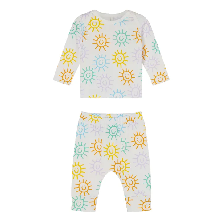 Pijama de 2 piezas de algodón orgánico Soles | Blanco- Imagen del producto n°0