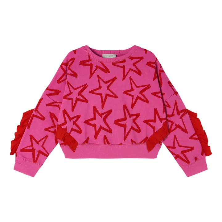 Organic Cotton Fringed Star Sweatshirt | Pink- Product image n°0