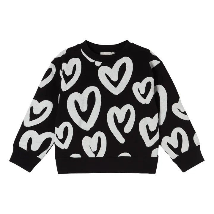 Organic Cotton Oversize Heart Sweatshirt | Black- Product image n°0