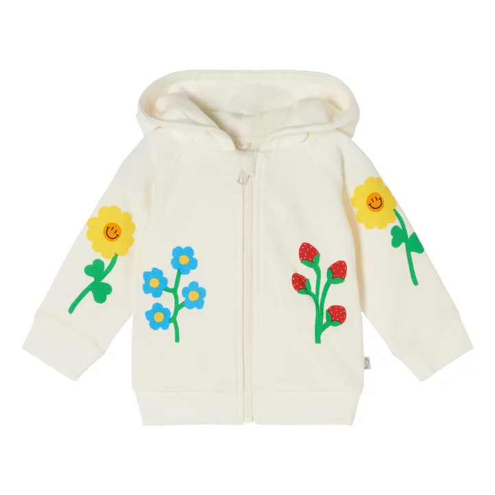 Sudadera con capucha y cremallera Floral de algodón orgánico | Blanco- Imagen del producto n°0