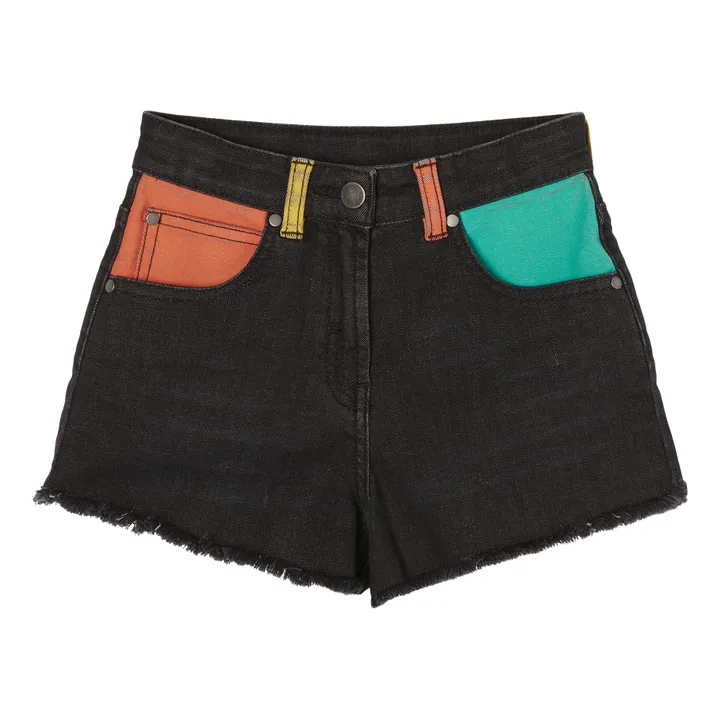 Colourblock Denim Shorts | Black- Product image n°0