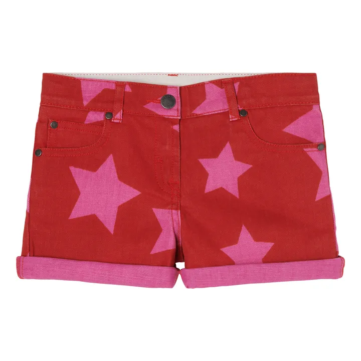 Pantalón corto Estrellas Denim de algodón orgánico | Rojo- Imagen del producto n°0