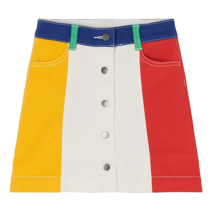 Organic Cotton Colourblock Denim Skirt | White- Product image n°0