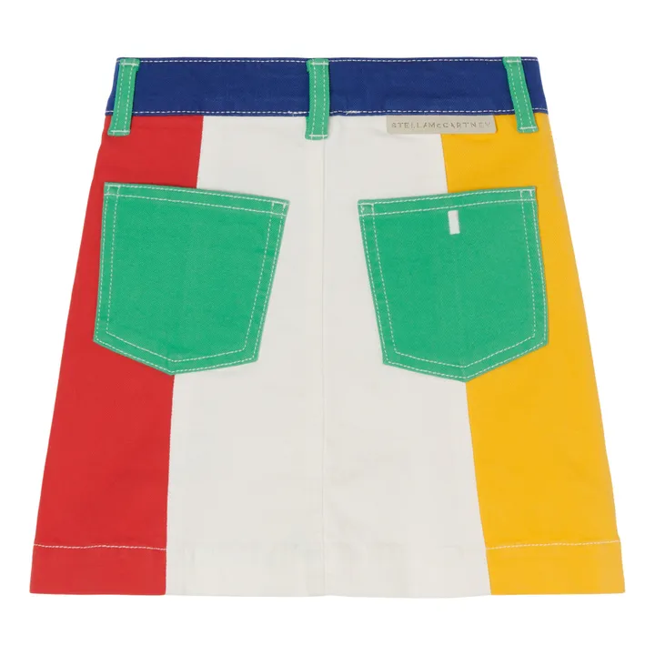 Organic Cotton Colourblock Denim Skirt | White- Product image n°1