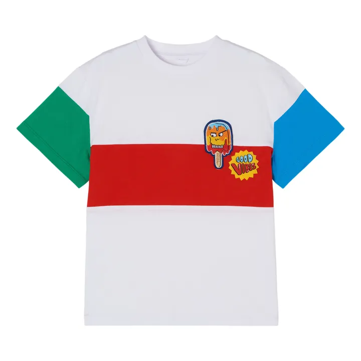 Camiseta de algodón orgánico Colorblock Helados | Blanco- Imagen del producto n°0