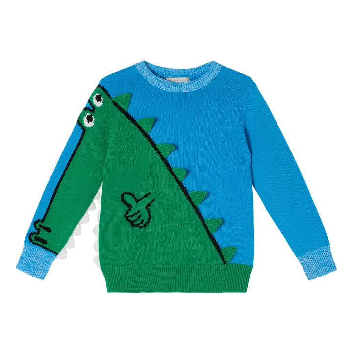 Pulloverover Krokodil Bio-Baumwolle | Blau- Produktbild Nr. 0