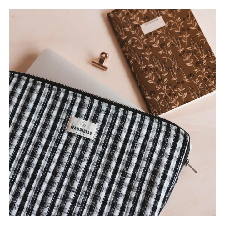 Pochette ordinateur Vichy | Noir- Image produit n°1