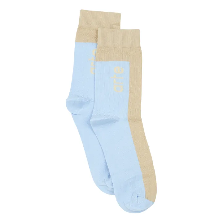 Zweifarbige Socken  | Hellblau- Produktbild Nr. 0