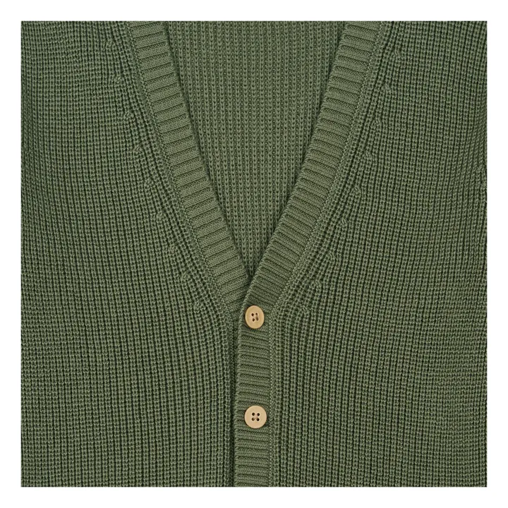 Cardigan Coton Bio | Vert olive- Image produit n°2