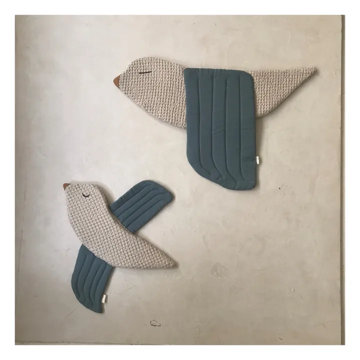 Pájaro decorativo de lino | Azul- Imagen del producto n°1