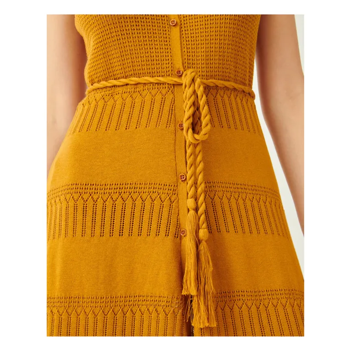 Alova Pointelle Knit Dress | Ochre- Product image n°4