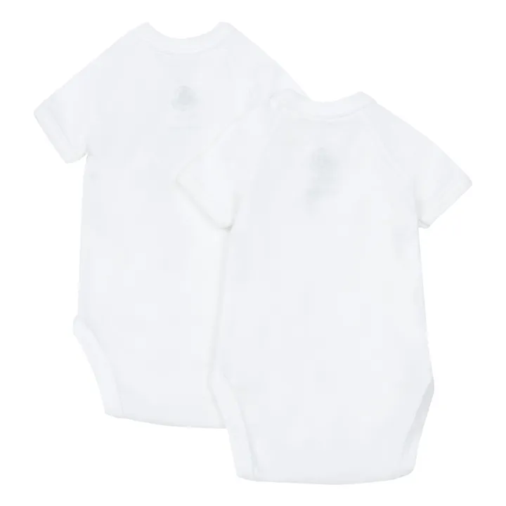 Plain Organic Cotton Baby Bodysuits - Set of 2  | White- Product image n°1