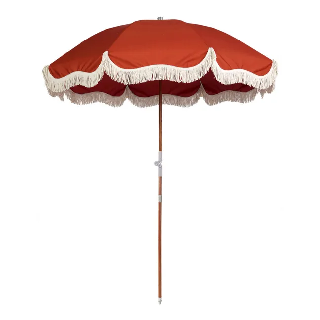 Premium Fringed Beach Umbrella | Red