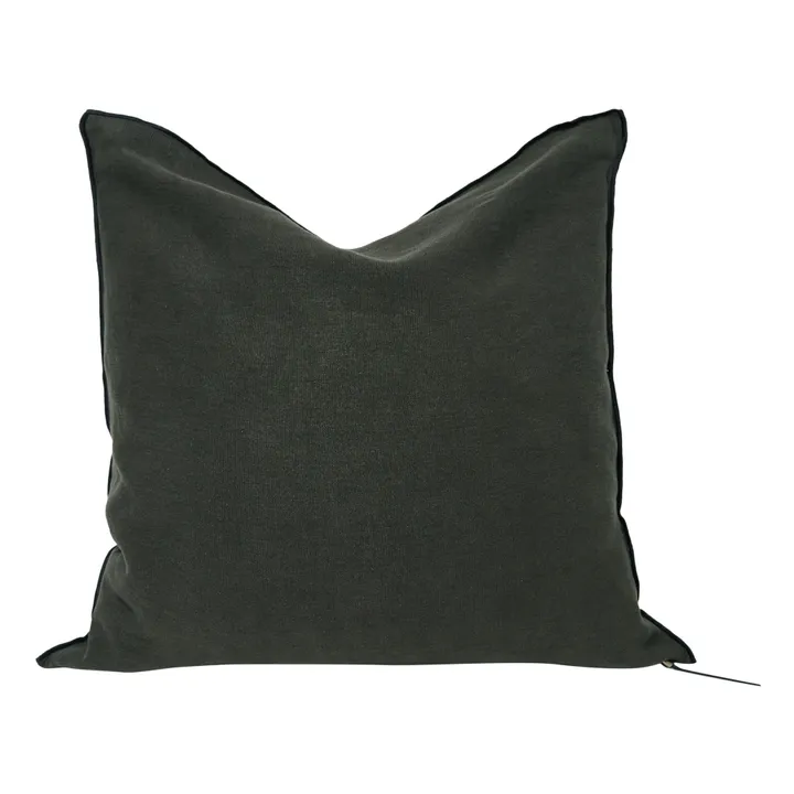 Cojín Vice versa black line de lino lavado stone washed | Asphalte- Imagen del producto n°0