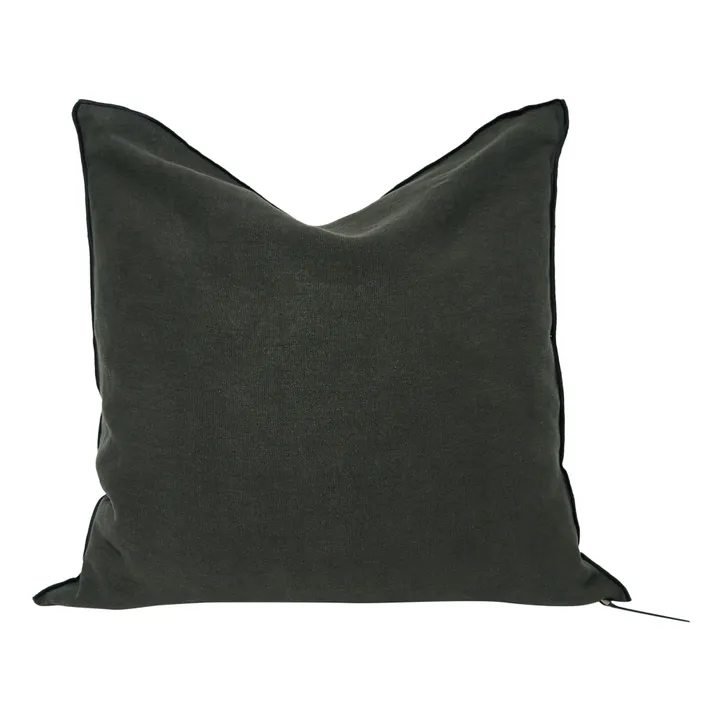 Coussin Vice versa black line en lin lavé stone washed | Asphalte- Image produit n°0