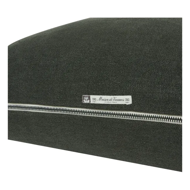Vice Versa Black Line Stonewashed Linen Cushion | Asphalte