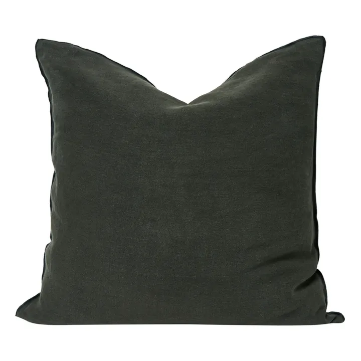 Coussin Vice versa black line en lin lavé stone washed | Asphalte- Image produit n°2