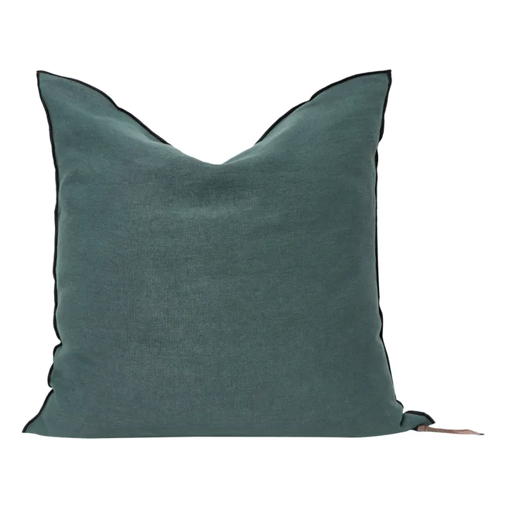 Coussin Vice versa black line en lin lavé stone washed | Encre- Image produit n°0
