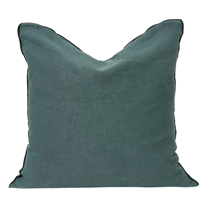 Coussin Vice versa black line en lin lavé stone washed | Encre- Image produit n°2