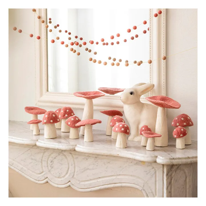 Dotty Decorative Felt Mushroom | Pink- Product image n°1