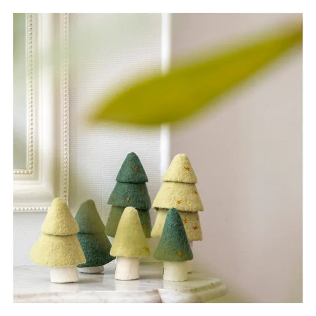 Dekorativer Weihnachtsbaum aus Filz - 3er-Set | Lindengrün