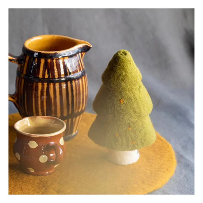 Dekorativer Weihnachtsbaum aus Filz - 3er-Set | Lindengrün