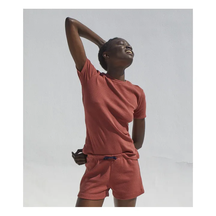 T-Shirt Iconic Leinen - Damenkollektion  | Burgunderrot- Produktbild Nr. 0