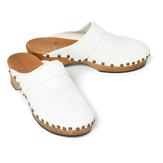 Ines Leather Clogs | White