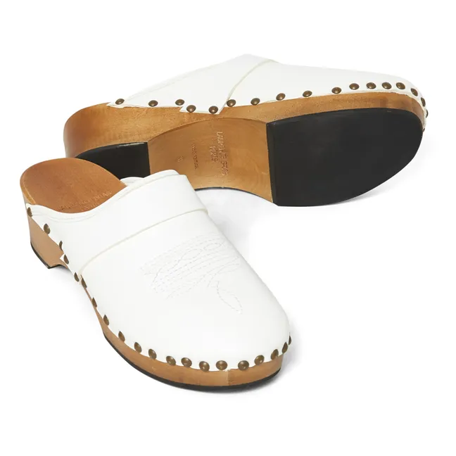 Ines Leather Clogs | White