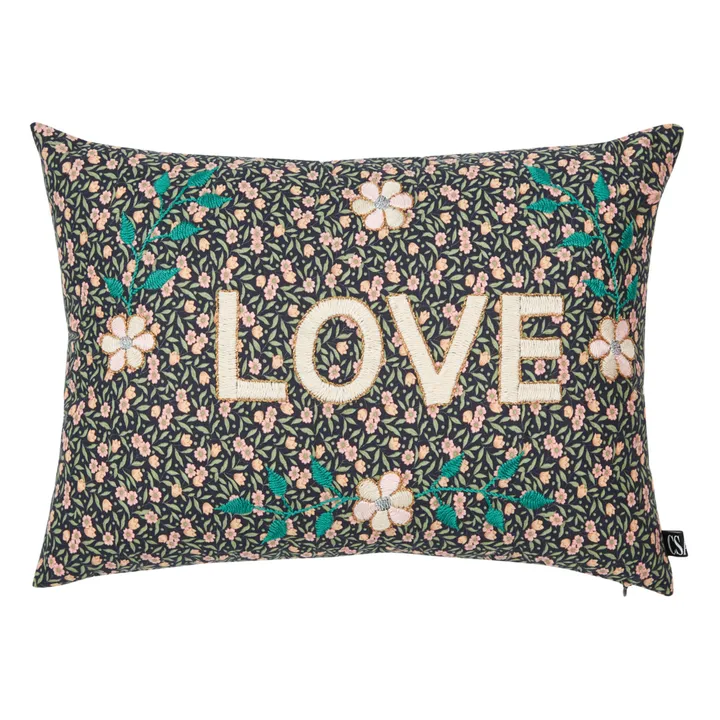 Love Embroidered Cushion - CSAO x Smallable | Black- Product image n°0