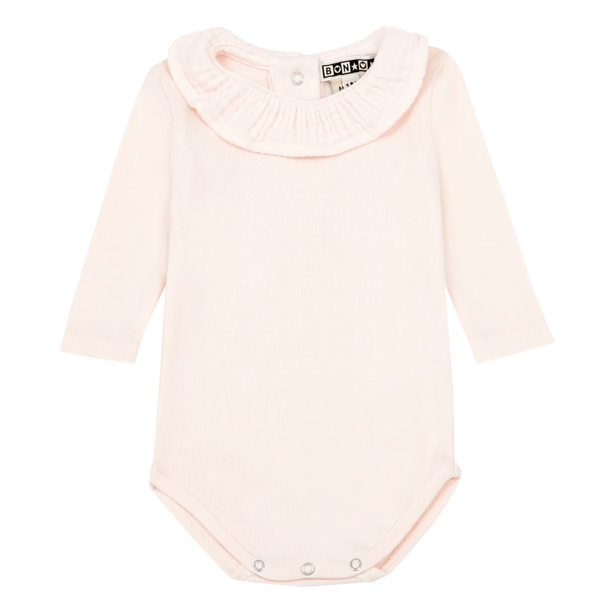 Bonton Pale Pink Organic Cotton Collar Baby Bodysuit