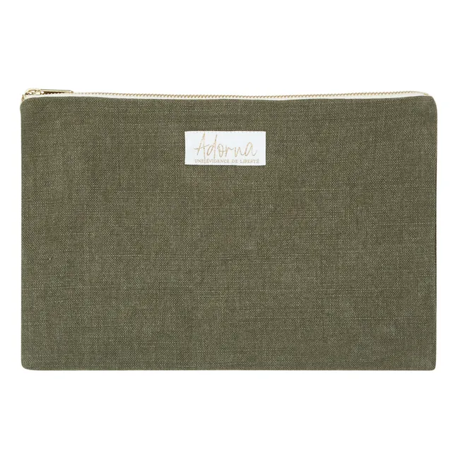 Pochette, in lino | Verde militare