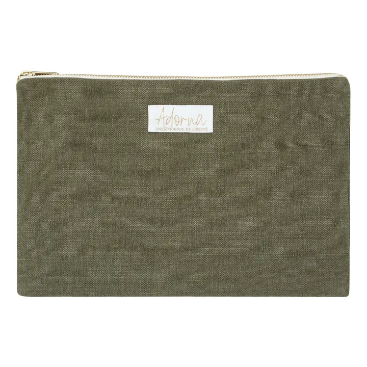 Pochette en lin | Vert kaki- Image produit n°0