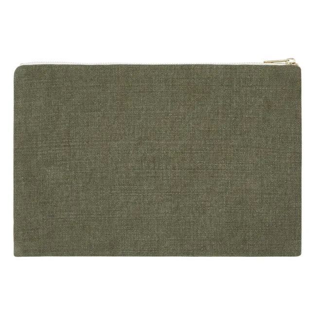 Pochette, in lino | Verde militare