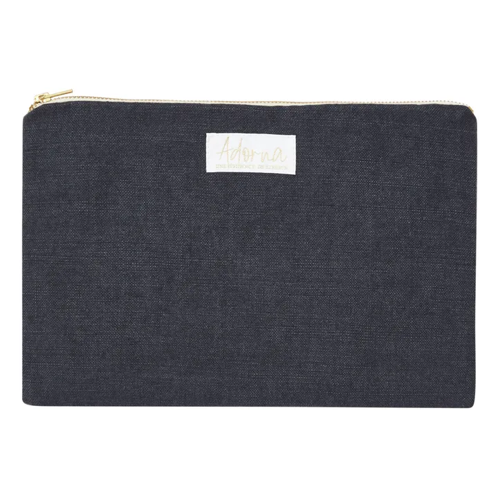 Pochette, in lino | Blu marino- Immagine del prodotto n°0