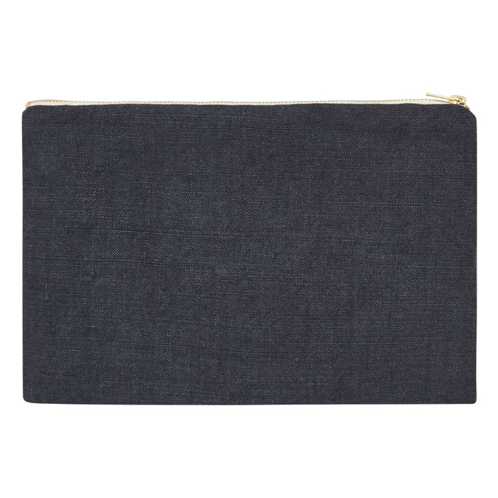 Pochette, in lino | Blu marino- Immagine del prodotto n°2