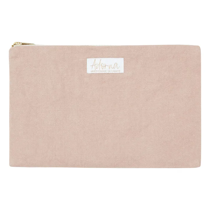 Pochette en lin | Rose poudré- Image produit n°0