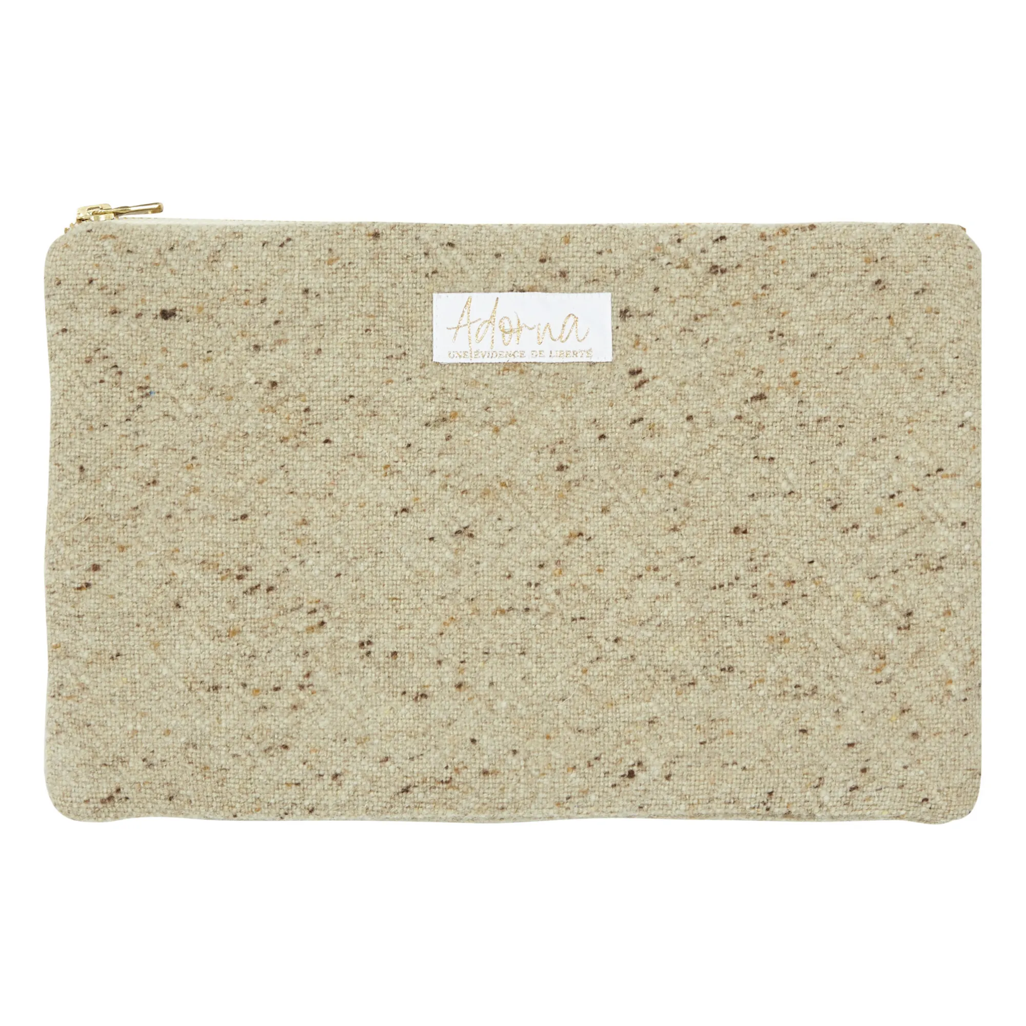 Adorna Heather Beige Faustine Wool And Linen Clutch Bag