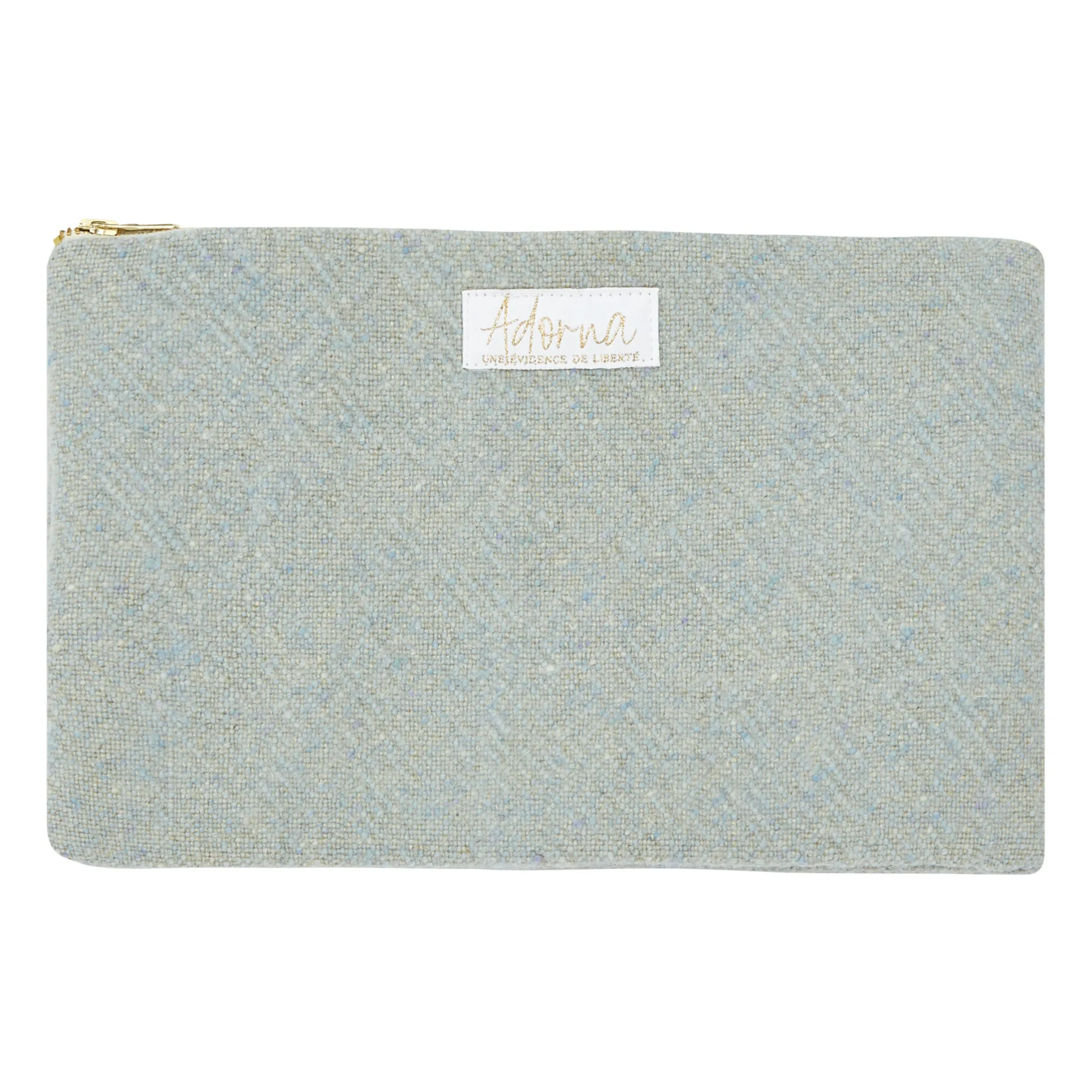 Adorna Mottled Blue Faustine Wool And Linen Clutch Bag