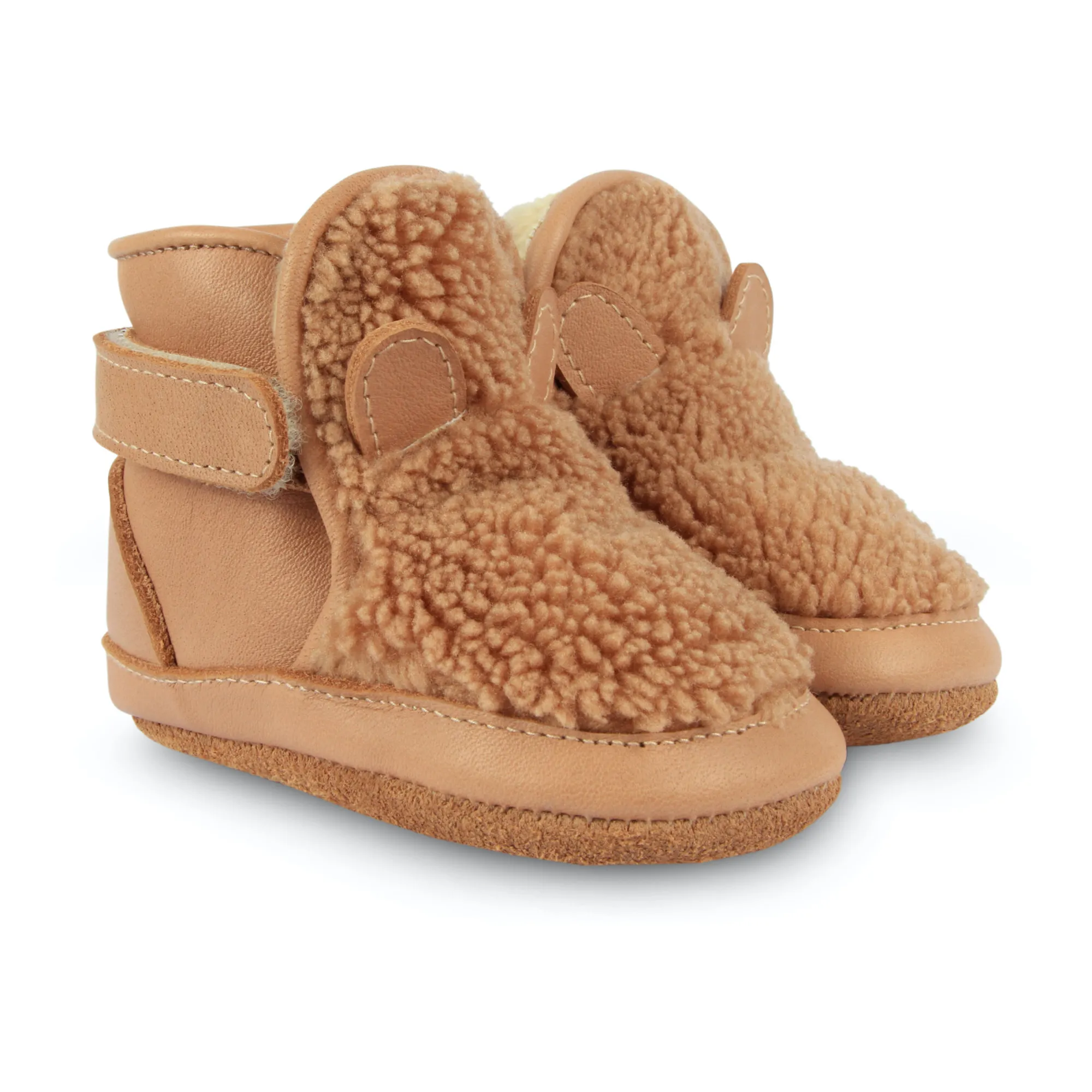 Donsje Frosted Brown Richy Brown Bear Fur-Lined Booties