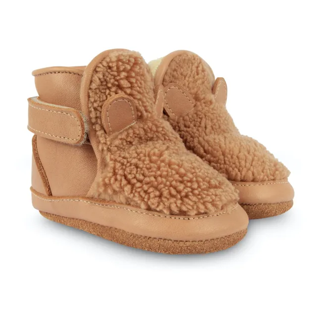 Richy Brown Bear Fur-Lined Booties | Marron glac