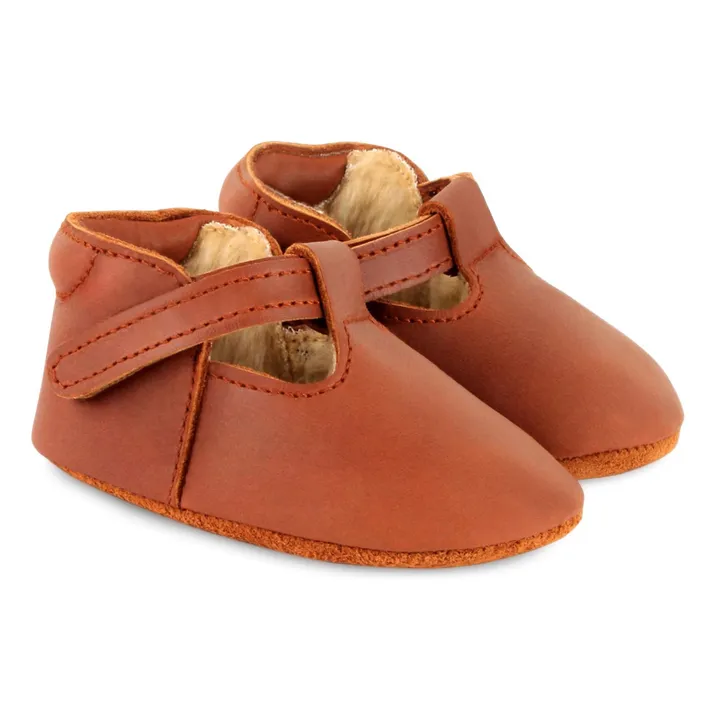 Chaussons Fourrés Elia Cuir | Marron- Image produit n°0