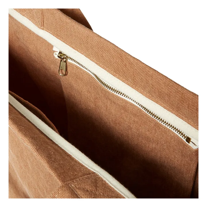 Bolso cabas de lino | Terracotta- Imagen del producto n°6