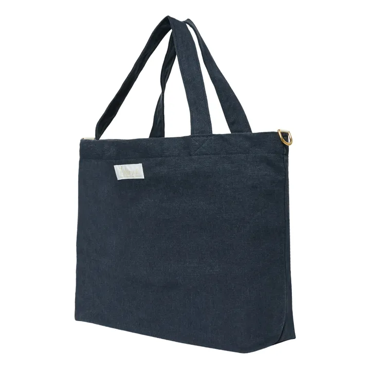 Linen Tote Bag | Navy blue- Product image n°2