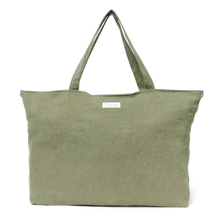 Sac week-end en lin | Vert kaki- Image produit n°0