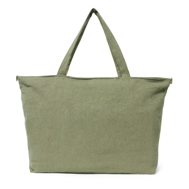 Caroline Linen Weekend Bag | Khaki