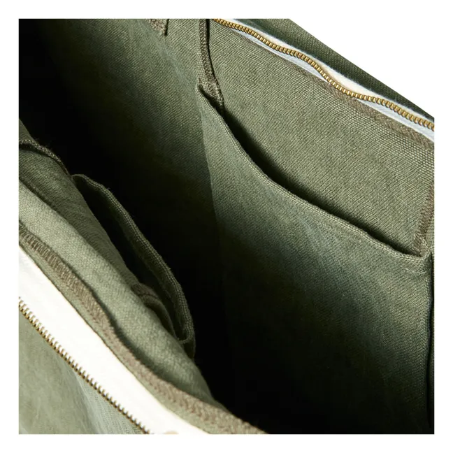 Caroline Bolsa de fin de semana de lino | Verde Kaki