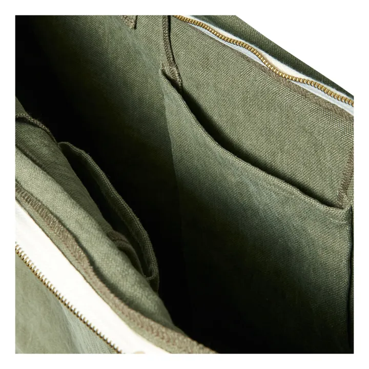 Bolsa para fin de semana de lino | Verde Kaki- Imagen del producto n°6