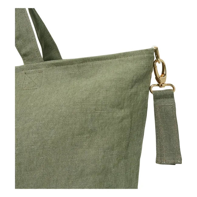 Caroline Bolsa de fin de semana de lino | Verde Kaki