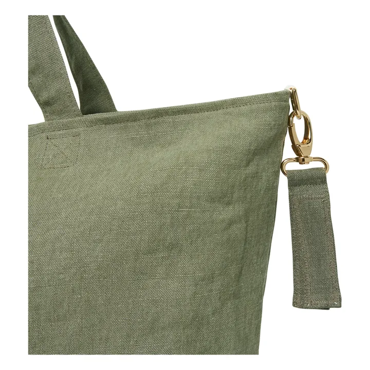 Bolsa para fin de semana de lino | Verde Kaki- Imagen del producto n°7